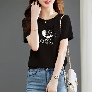 显瘦纯棉女t恤短袖 夏装 即墨时尚 新款 韩版 上衣宽松百搭圆领体恤衫