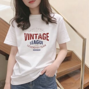 无锡高品质透气纯棉短袖t恤女夏季设计感时尚印花白色高级感上衣