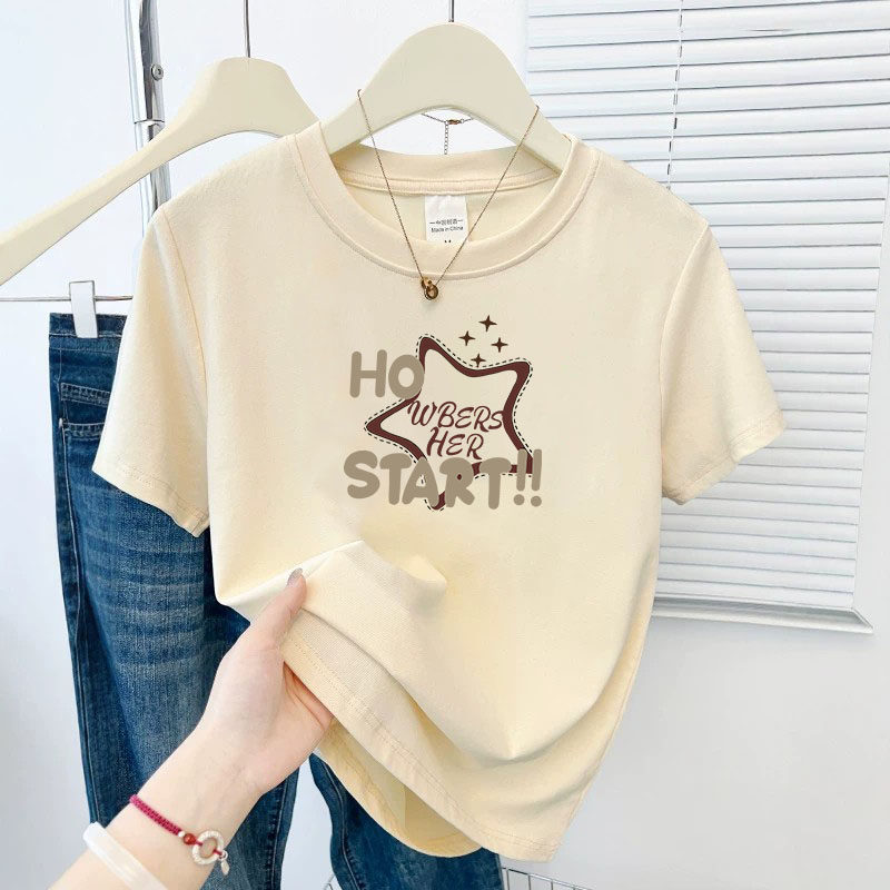 无锡高端纯棉短袖t恤女夏季小个子慵懒风宽松时尚设计感半袖上衣图片
