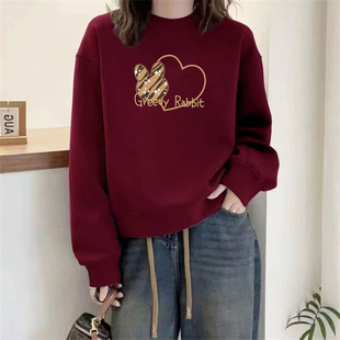 一线高端品牌即墨纯棉卫衣女秋冬韩系学生加绒加厚宽松内搭打底衫