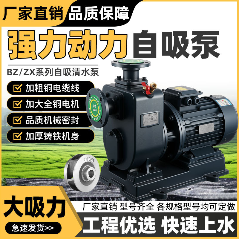 BZ自吸清水泵食品级化工泵耐高温管道离心循环自吸式泵卧式自吸泵