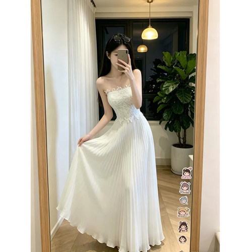 纯梦花嫁白色显瘦蕾丝抹胸礼服