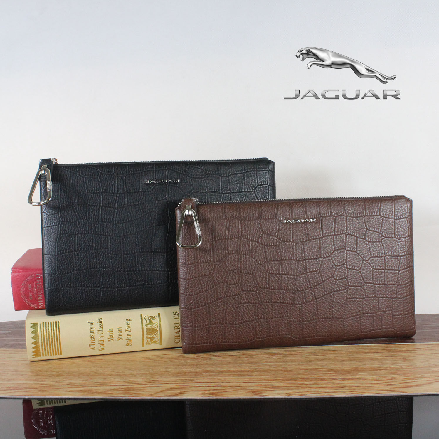 正品JAGUAR捷豹男士牛皮手包JM29042102/29042101 大容量软信封包