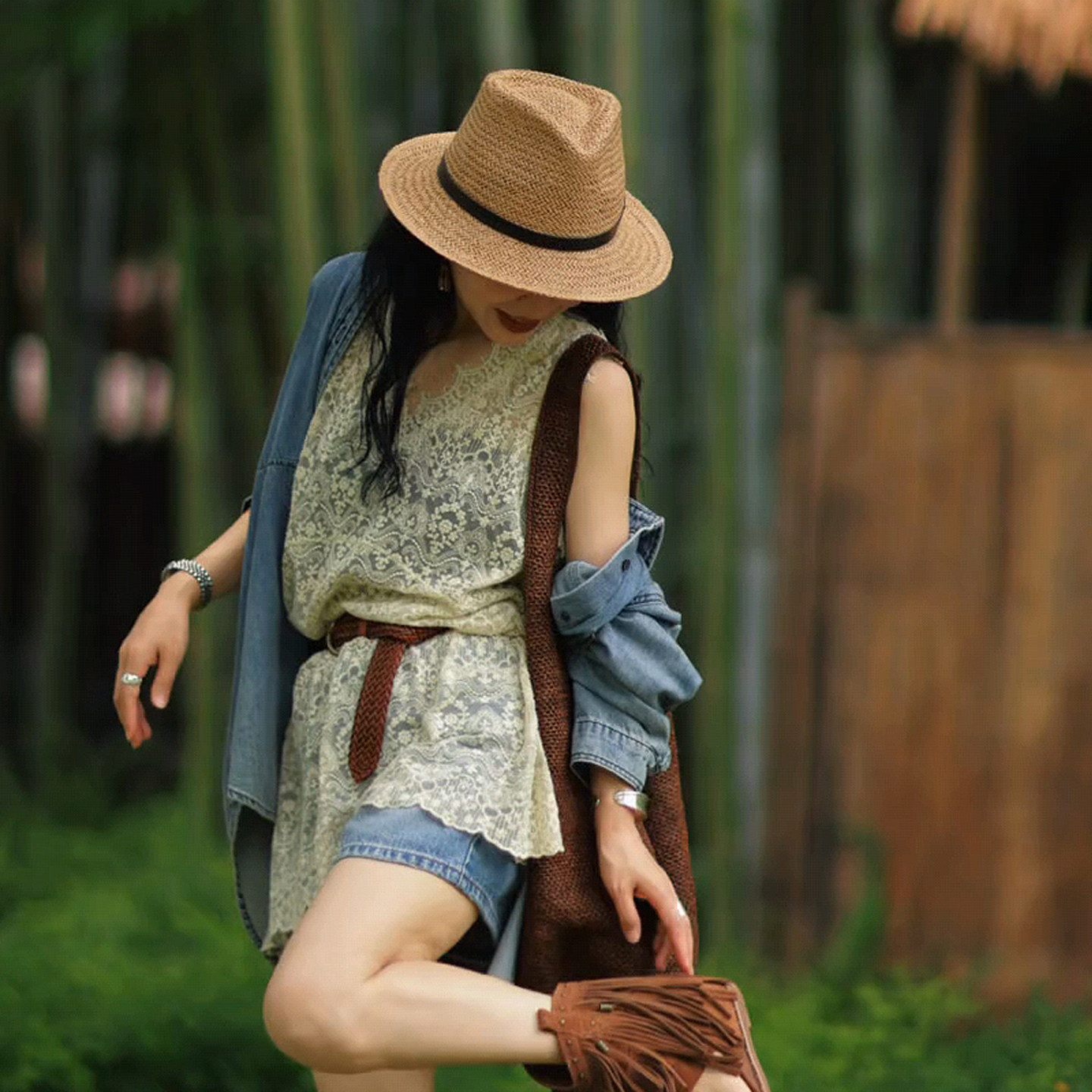 韩国情侣手工编织镂空草编帽男女通用礼帽春夏民族风草帽遮阳凉帽