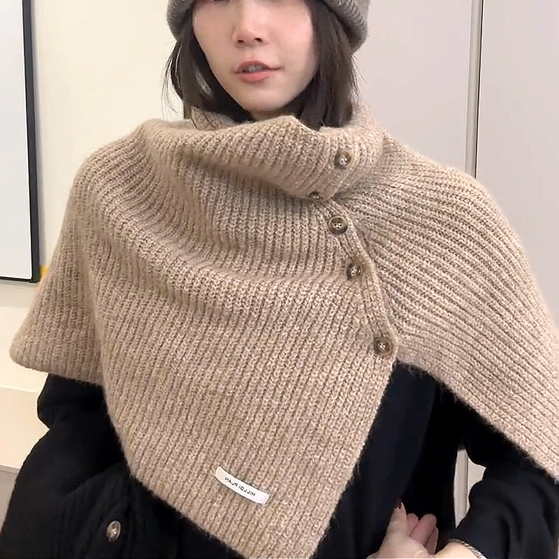 羊毛混纺大披肩韩版女