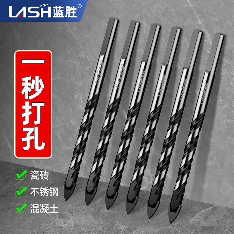 蓝胜瓷砖钻头混凝土打孔开孔专用霸王钻合金三角钻6mm大全手电钻