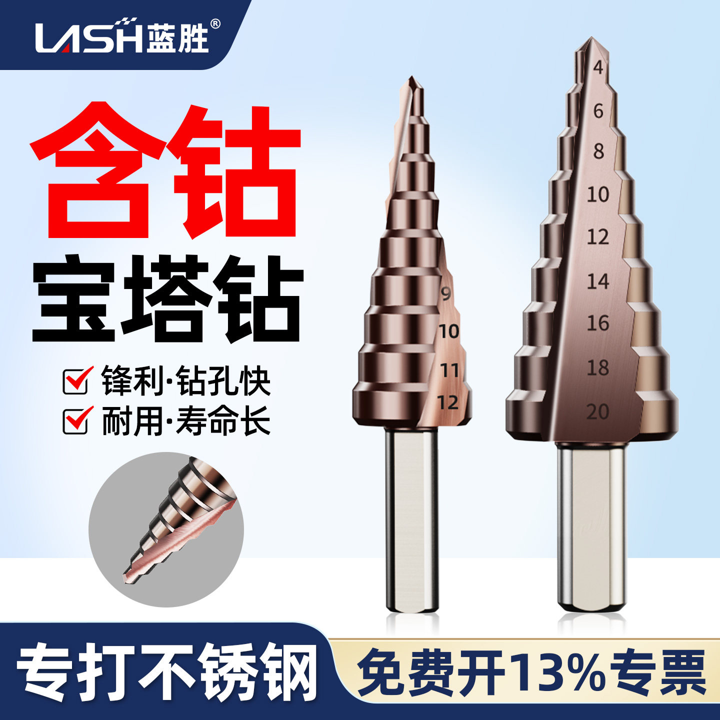 蓝胜宝塔钻头-不锈钢专用图片