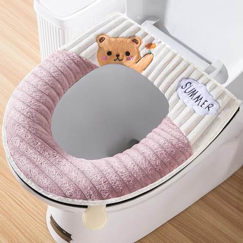 新款马桶坐垫拉链加厚马桶套四季通用背面防水坐便套