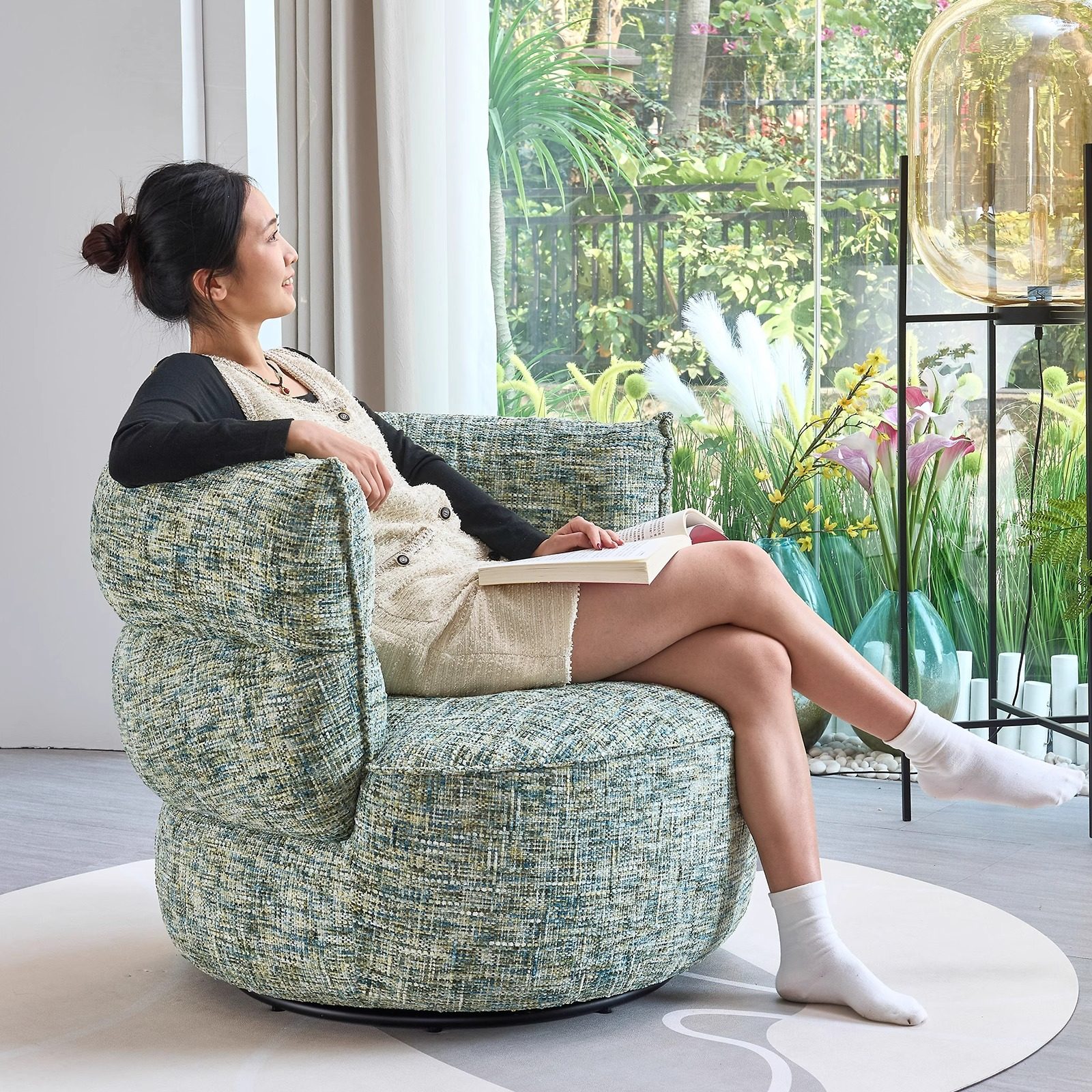 单人沙发椅休闲椅客厅阳台卧室单椅可360度旋转单人椅沙发椅,住宅家具,沙发椅,淘宝优惠券,粉丝福利购,淘宝优惠卷