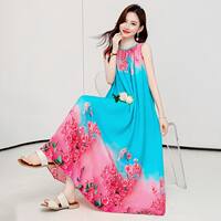2026 New vacation-style sleeveless dress for women, summer cotton and silk long dress, beach dress, high-end and ethereal dress thumbnail 2