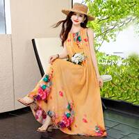 2026 New vacation-style sleeveless dress for women, summer cotton and silk long dress, beach dress, high-end and ethereal dress thumbnail 8