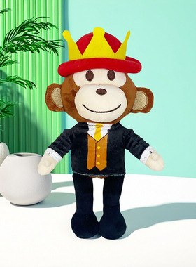 戴红帽子的黑猴子毛绒玩具猩猩玩偶抱枕steal a brainrot jandel