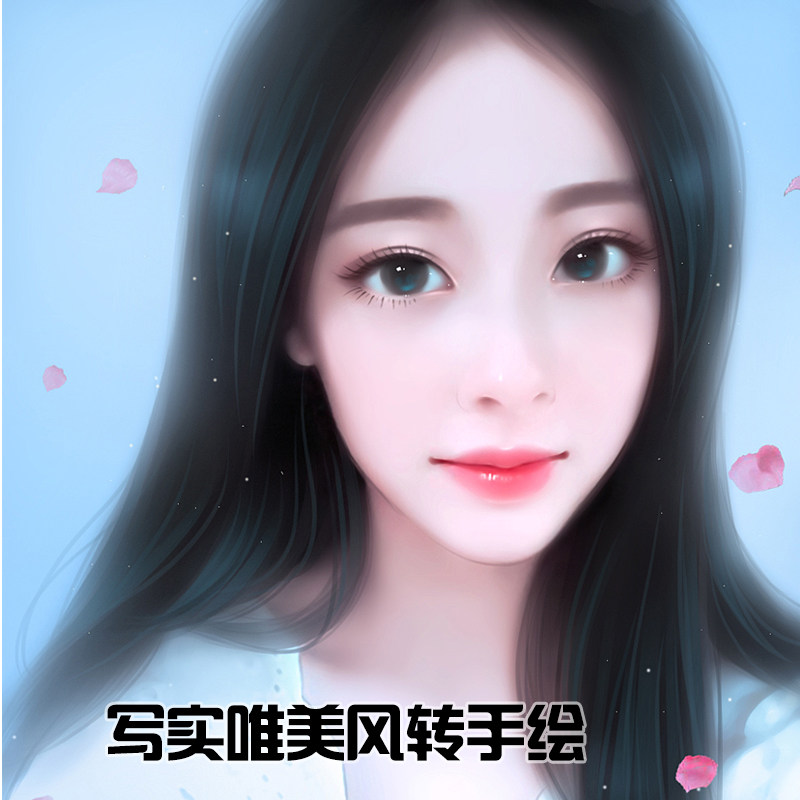 真人照片转手绘设计画像素描q版漫画照片婚礼生日礼物定制头像