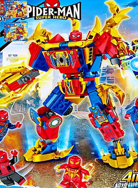 OBM99129蝙蝠侠疾行车VS蜘蛛狂战车4合2对决韦恩小丑组装积木玩具