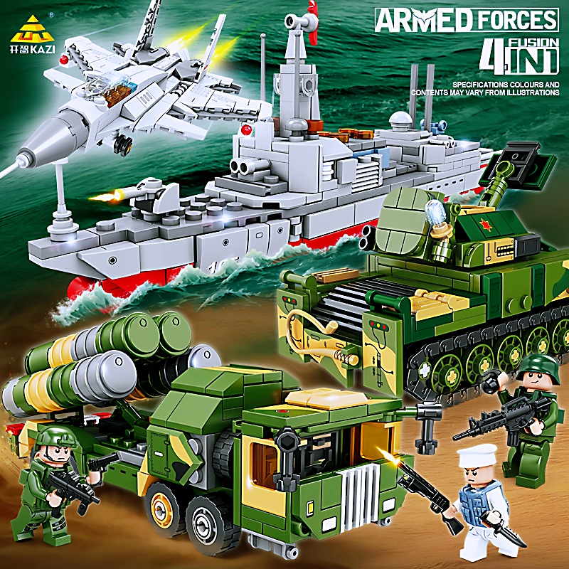 开智军事系列051D-109开封驱逐舰载战斗机防空导弹车拼装积木模型