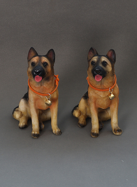 仿真警犬狼狗小摆件德国黑贝玩偶手工艺品汽车装饰品假山盆栽造景