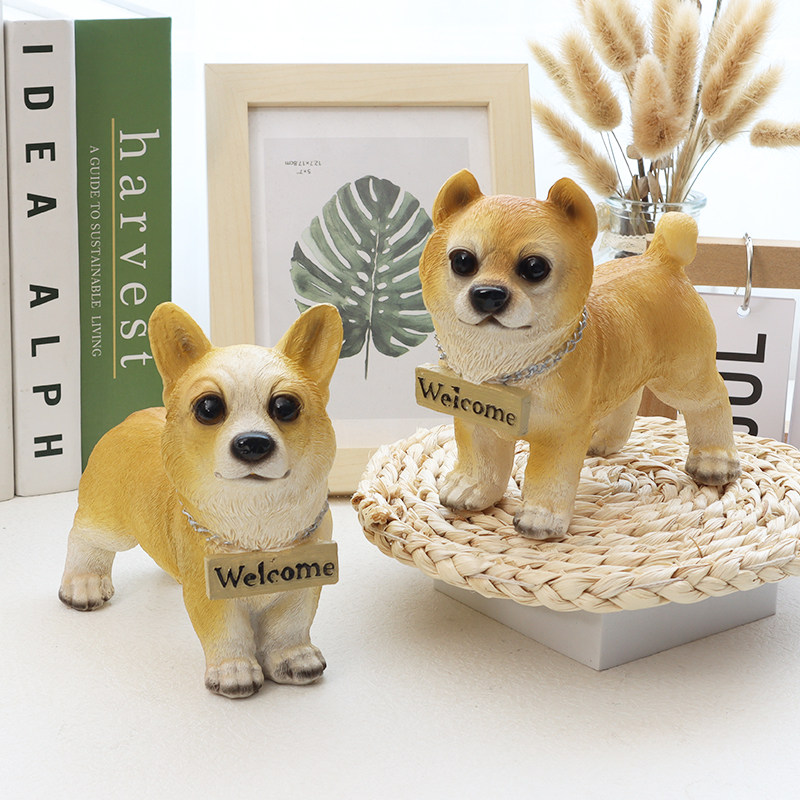可爱仿真柯基柴犬摆件家居花园柜台桌面小狗动物装饰迎宾场景布置,家居饰品,装饰摆件,淘宝优惠券,粉丝福利购,淘宝优惠卷