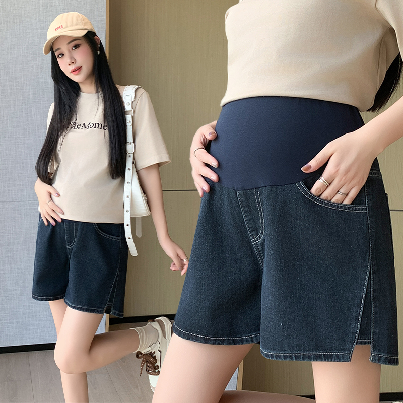 孕妇短裤女夏季外穿薄款牛仔阔腿裤夏天休闲牛仔裤潮流百搭低腰裤