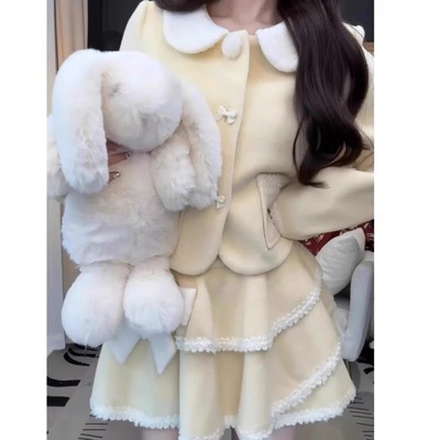 毛呢外套半身裙2025超火秋冬装一整套巨好看韩系穿搭配女两件