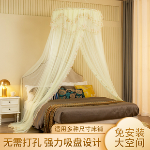 蚊帐吊式家用2024新款卧室吊挂圆顶式免安装单人床悬吊式天花板落
