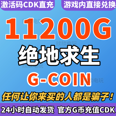 PUBGG币绝地求生G币11200G金币CDK兑换码吃鸡G币点卷余额皮肤CDK