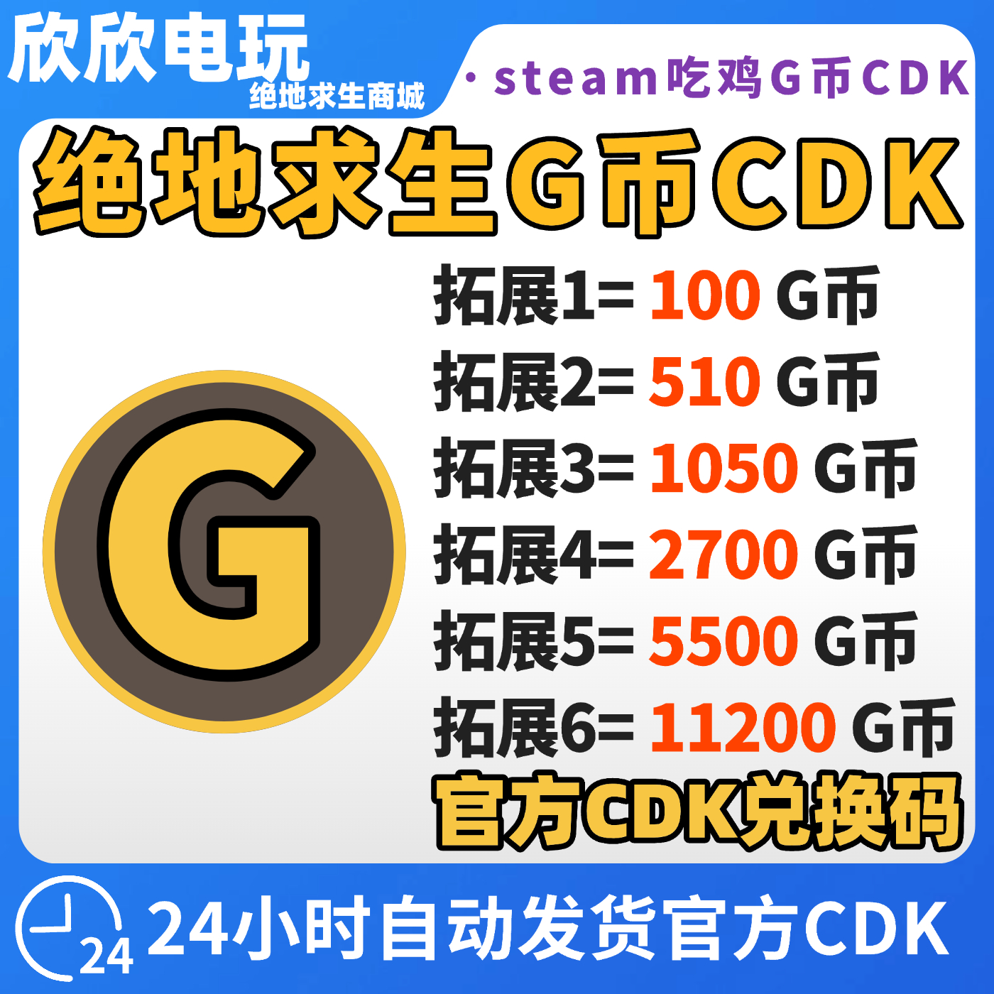 绝地求生G币金币充值兑换码CDK