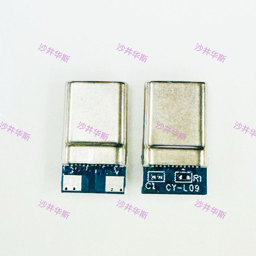 TYPE-C 2.0 ATOC公头24Pin焊2芯拉伸黑色黄铜GF 56K 电阻D+D-短路