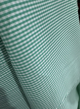涤棉弹力绿色小格子衬衣裙子连衣裙床品居家服diy长3米宽1.42米
