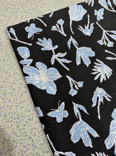 纯棉60支府绸黑底蓝花衬衣裙子连衣裙床品居家服diy长3米宽1.45米