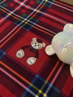 纯棉贡缎红格子小熊印花衬衣裙子连衣裙床品居家服长3米宽1.45米