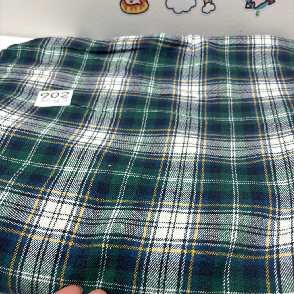 少量！高密绿色复古磨毛格子3米做裤子外套裙子