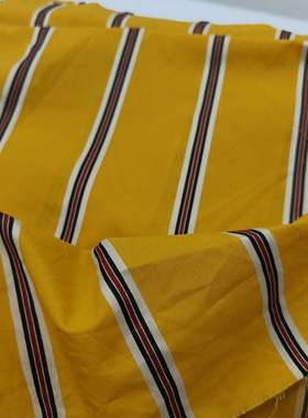 姜黄色涤棉色织条纹3.5米 衬衣裙