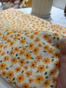 棉麻黄色小碎花印花衬衣裙子连衣裙床品居家服diy长3米宽1.45米