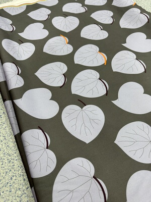 天丝棉灰色叶子印花衬衣裙子外套风衣包里衬布料diy长3米宽1.45米