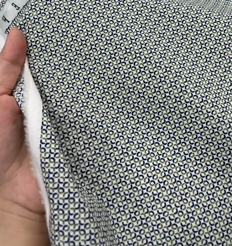 蓝绿色圈圈印花纯棉高密府绸3米衬衫裤家居服
