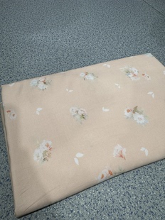 棉绸浅粉色玫瑰印花衬衣裙子连衣裙床品居家服diy长3米宽1.45米