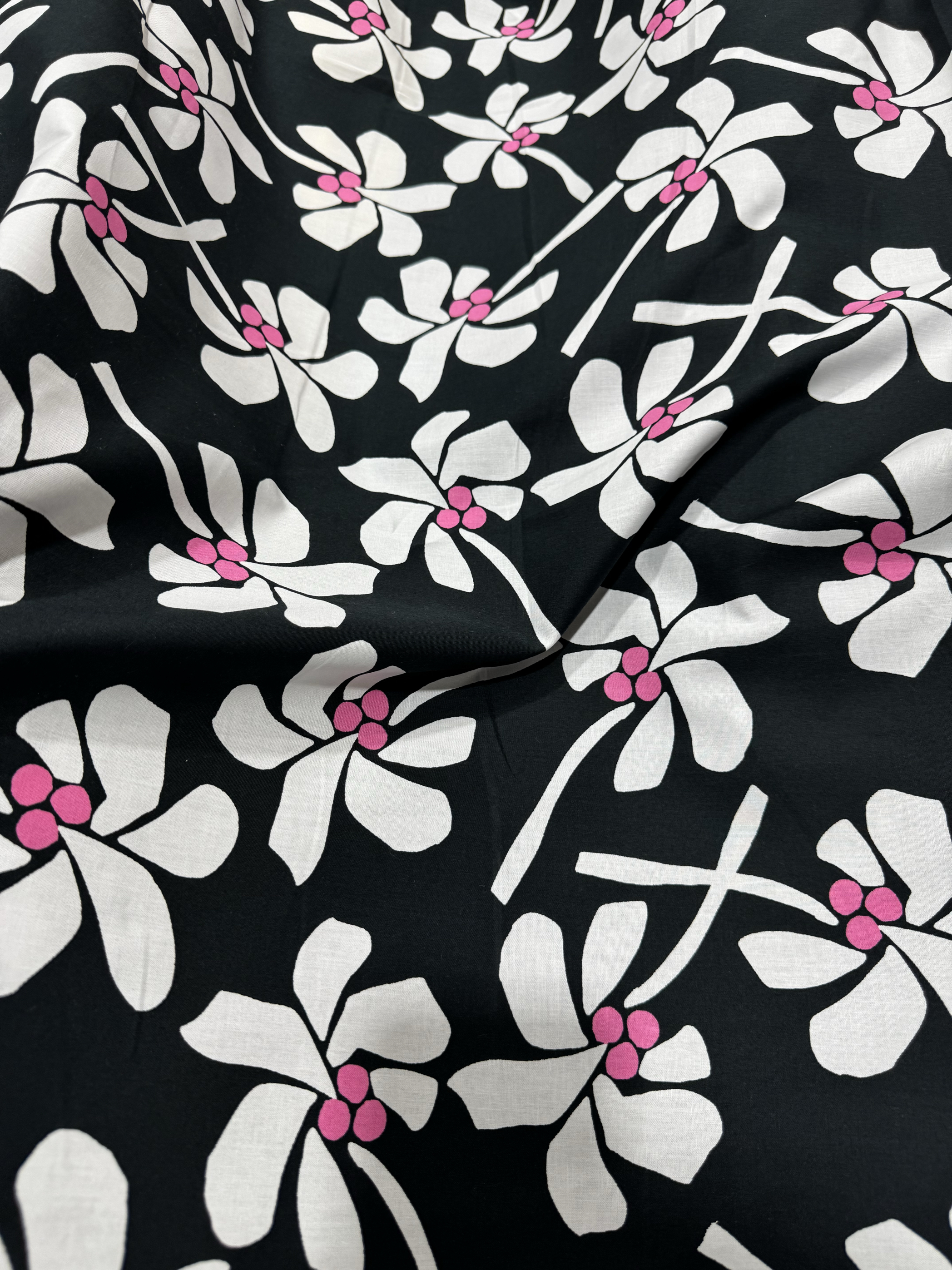 纯棉府绸黑色白花衬衣裙子连衣裙床品居家服手工长3米宽1.45米