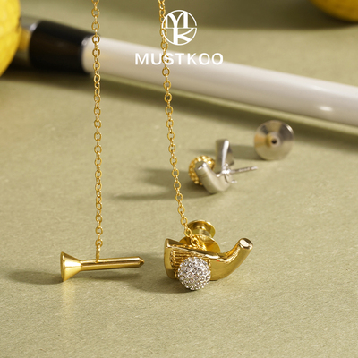 高尔夫球胸针mustkoo镀金礼盒装