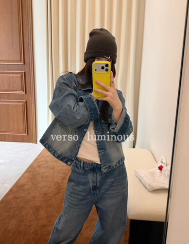 VERSO韩系时髦复古水洗做旧牛仔外套女2026新款宽松休闲百搭上衣