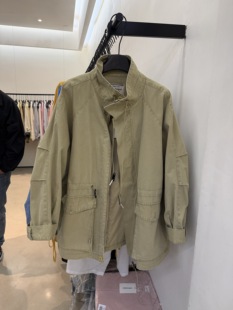 复古宽松休闲立领长袖 风衣女2026春装 外套上衣 工装 韩代小众中长款