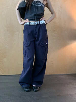 TABLE美式高街多口袋弯刀工装裤女2026新款设计宽松褶皱休闲长裤