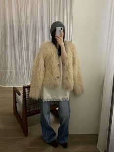 毛衣女 设计感小众短款 韩系ins氛围感环保卷毛开衫 外套女2025冬装