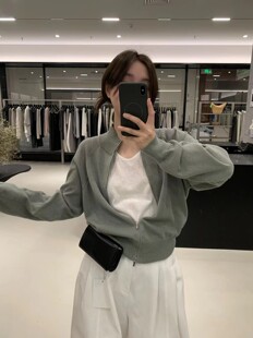 女2026春装 针织开衫 时髦休闲宽松上衣 FLAT韩系简约亚麻插肩袖 LOW