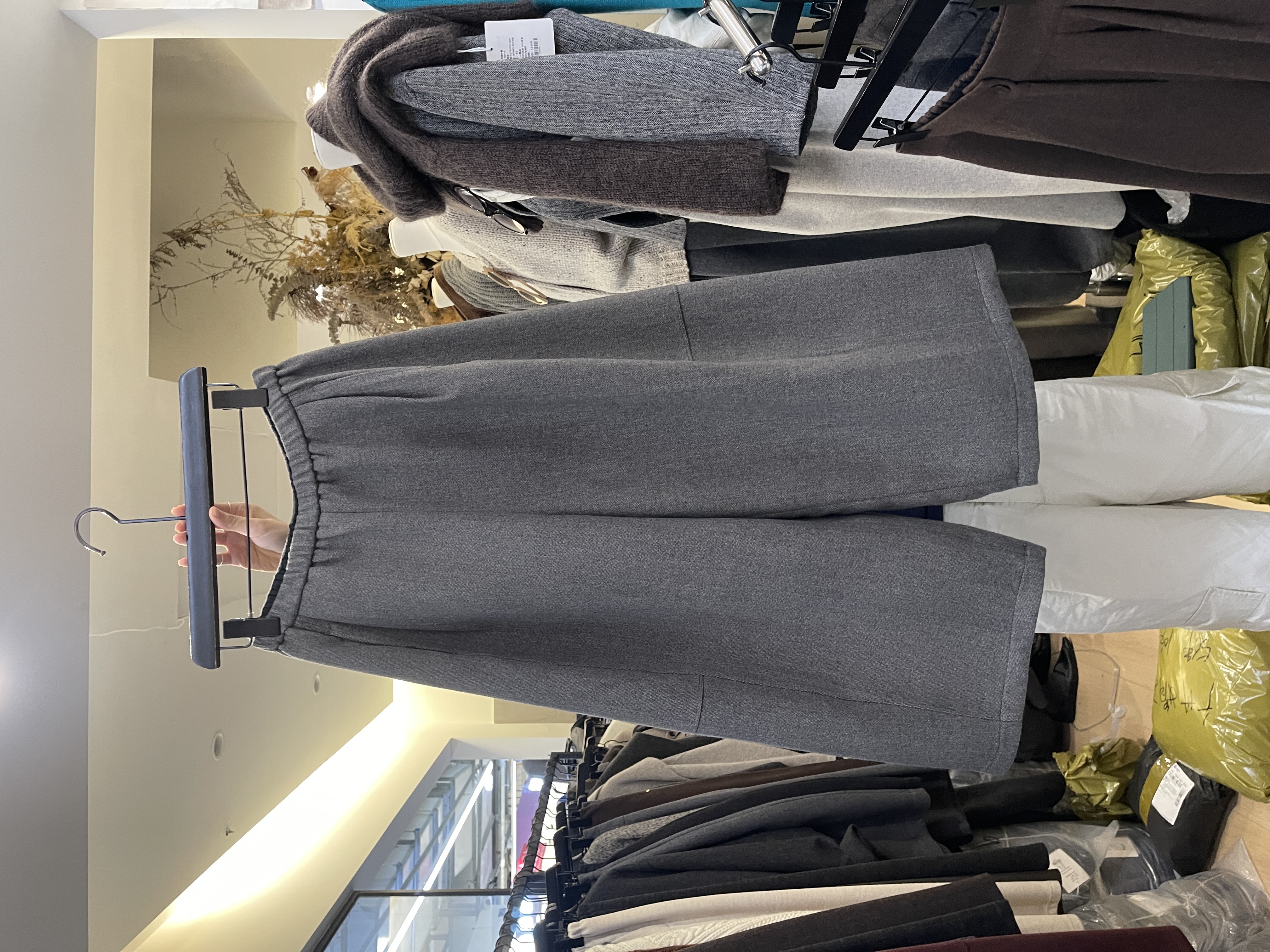 ANRUILA5003 韩系松弛感毛呢休闲裤女2025新款小个子阔腿八分裤