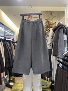 小个子阔腿八分裤 女2025新款 韩系松弛感毛呢休闲裤 ANRUILA5003