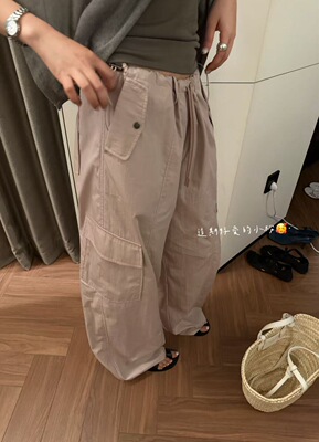 LACHER韩代时髦工装裤女2026夏装高腰设计感口袋休闲裤长裤子女潮