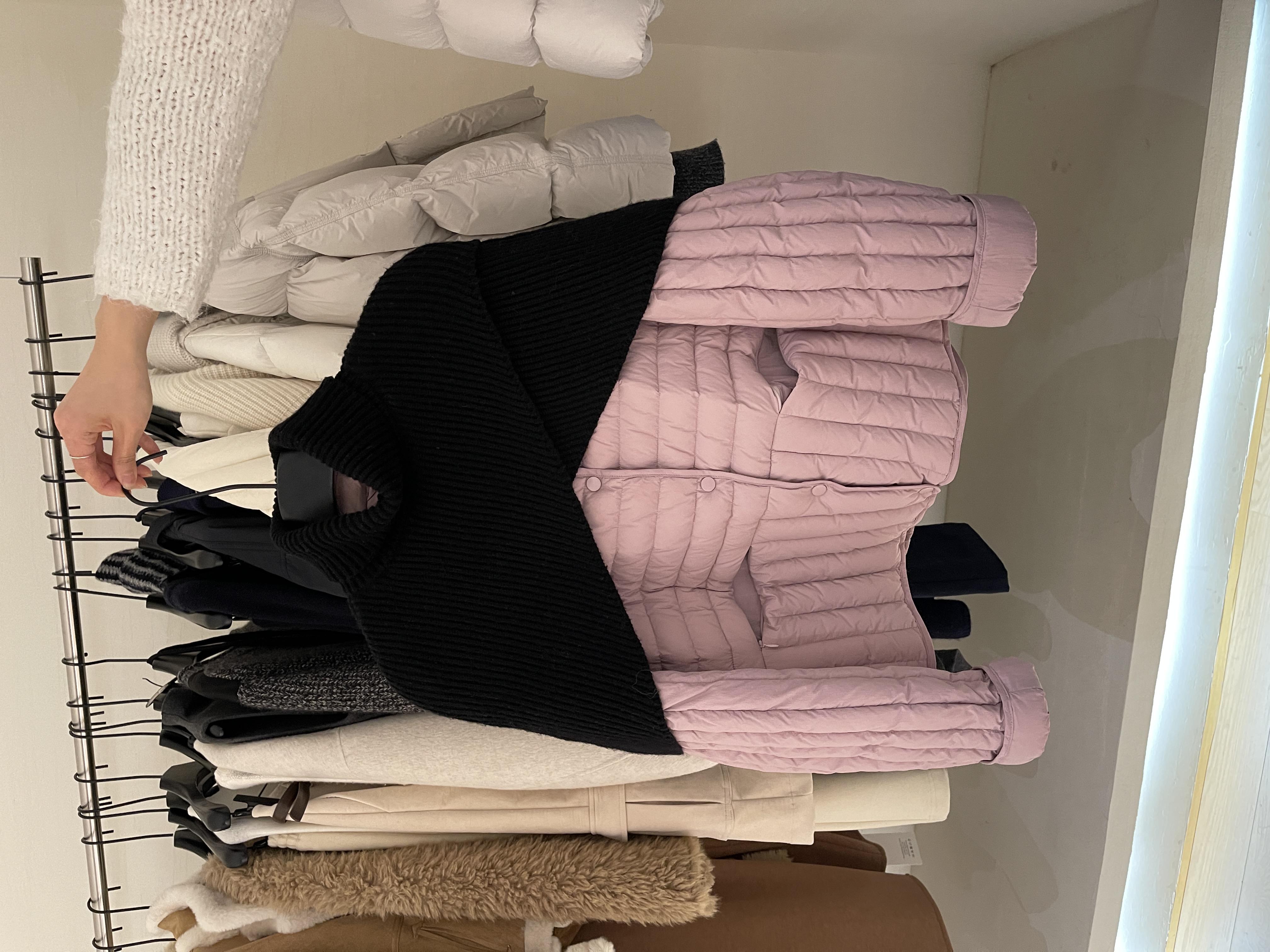 ENJOYABLE 韩系90白鸭绒围脖款排骨圆领单排扣羽绒服女保暖外套冬