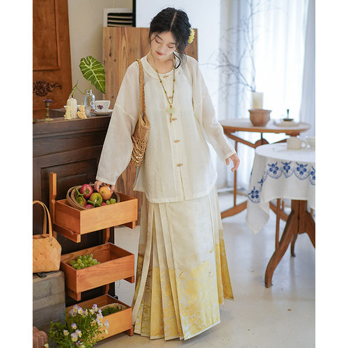 天丝圆领弓袋袖短衫夏季日常