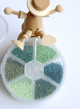 2mm3mm盒装玻璃米珠6格多色组合套装米珠散珠diy手串珠材料