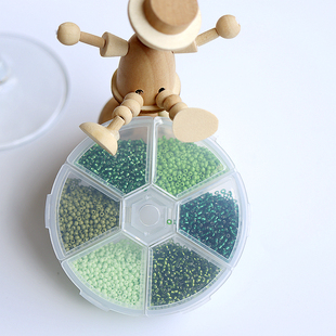 2mm3mm盒装玻璃米珠6格多色组合套装米珠散珠diy手串珠材料